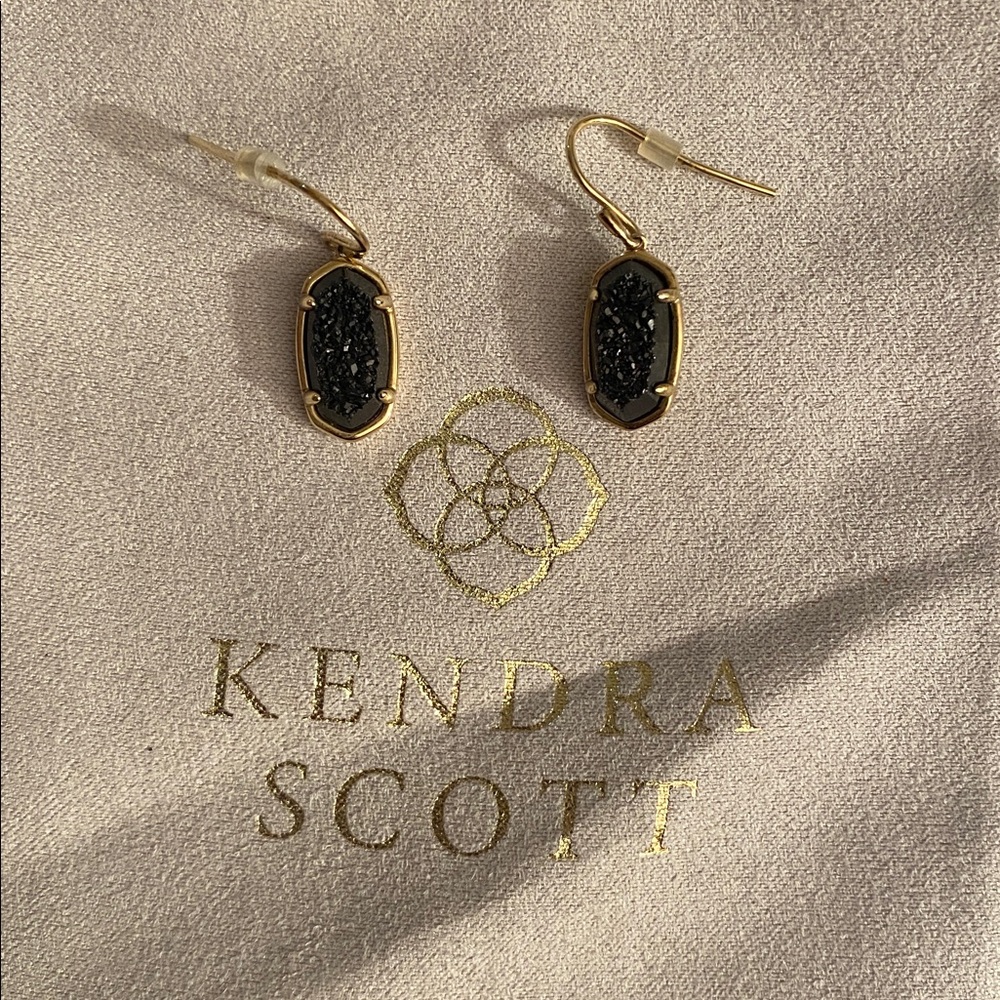 Kendra Scott Lee Gold Vermeil Black Drusy earrings